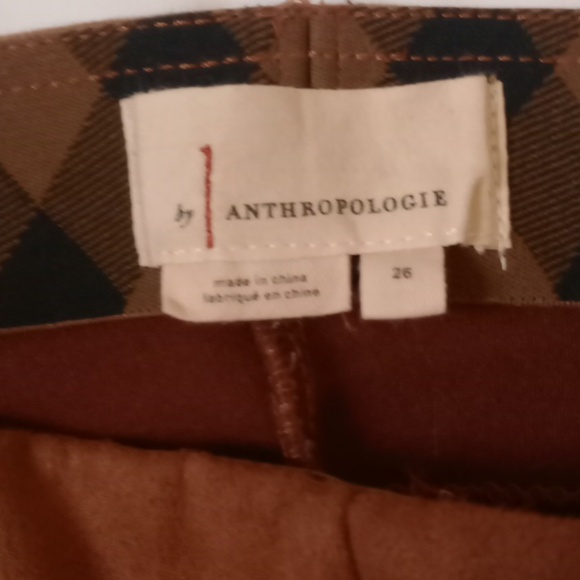 Anthropologie Brown Faux Suede Ankle Zip Leggings | Size 26 - Picture 3 of 11